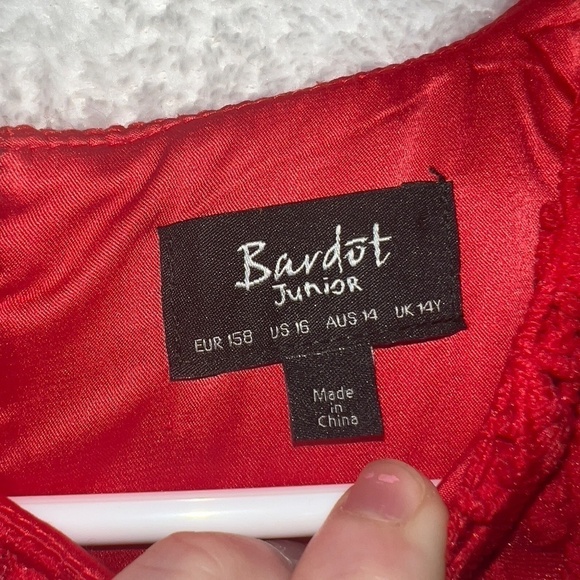 Bardot Red Lace Kids Formal Dress - Picture 2 of 6